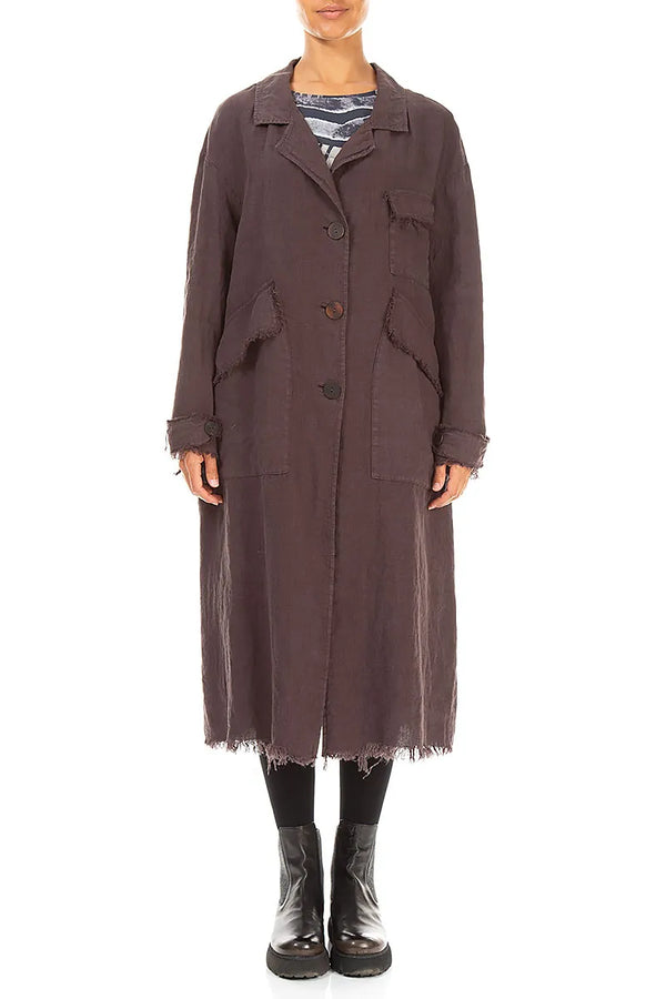 Raw Truffle Brown Linen Jacket Coat 1