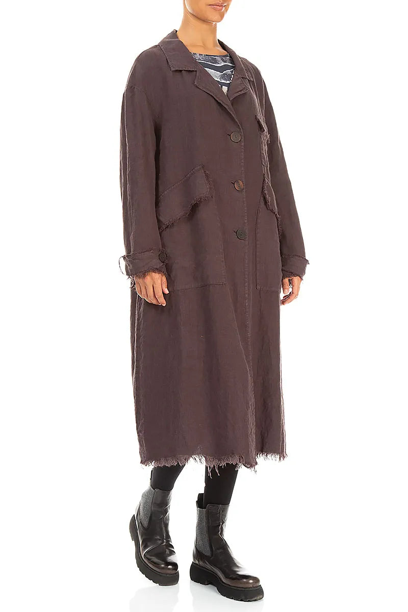 Raw Truffle Brown Linen Jacket Coat