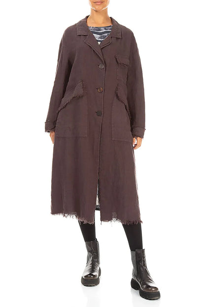 Raw Truffle Brown Linen Jacket Coat