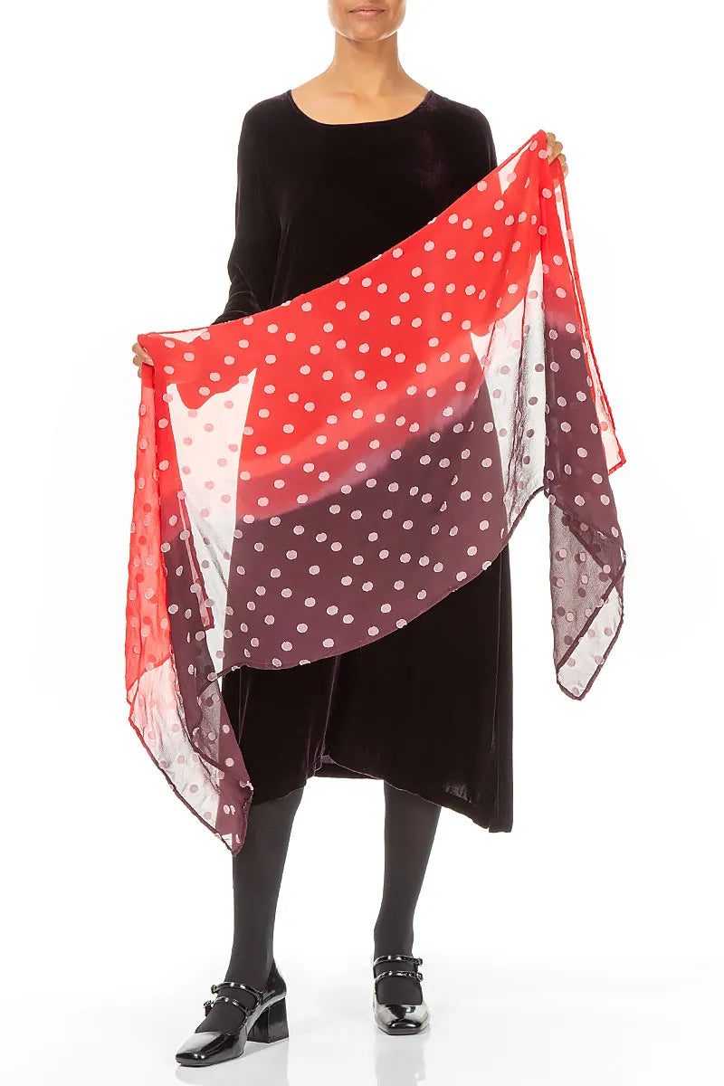 Red Ombré Light Dotty Silk Scarf