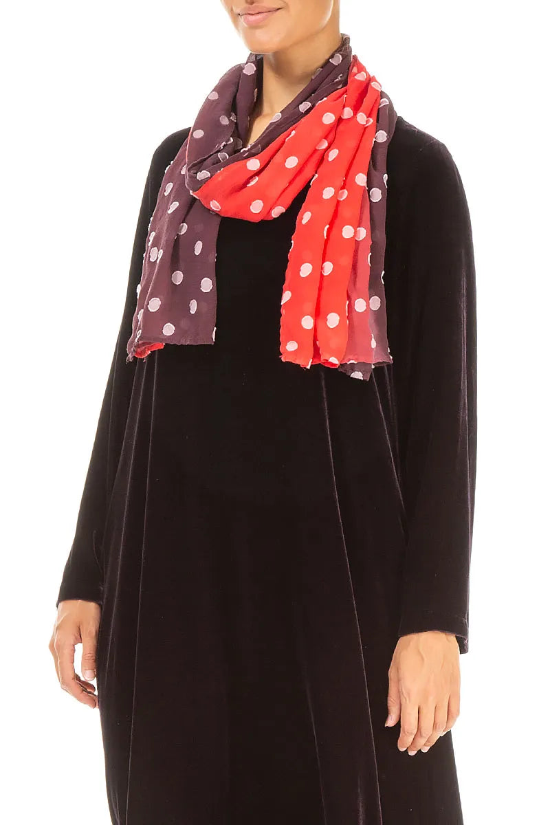 Red Ombré Light Dotty Silk Scarf