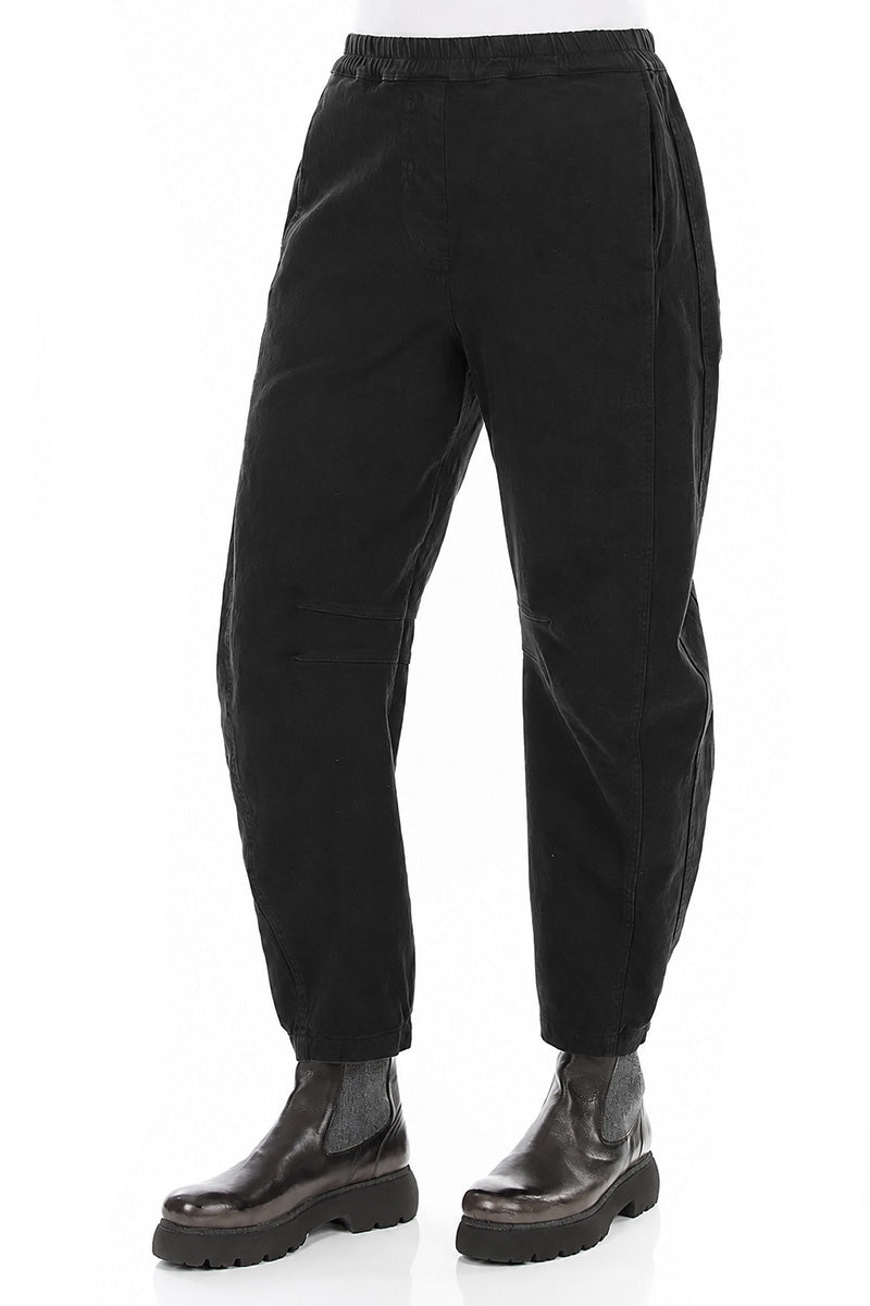 Relaxed Barrel Black Denim Cotton Trousers 3