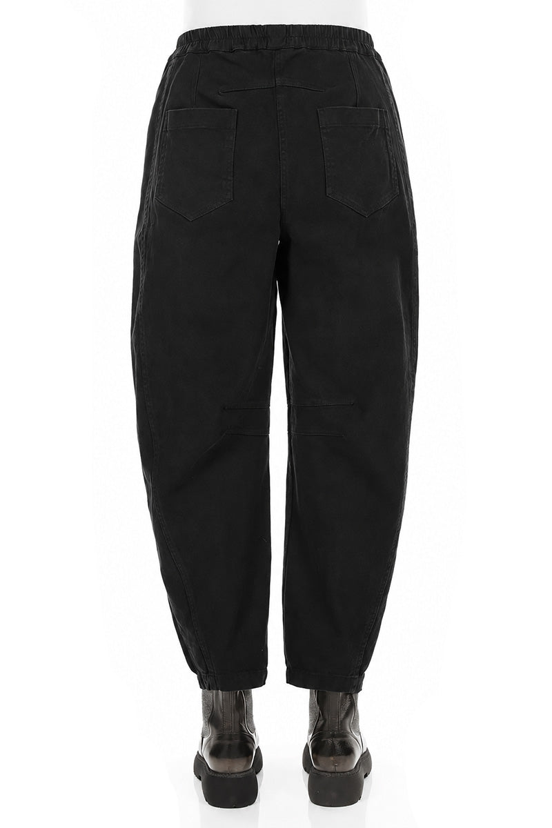 Relaxed Barrel Black Denim Cotton Trousers 2