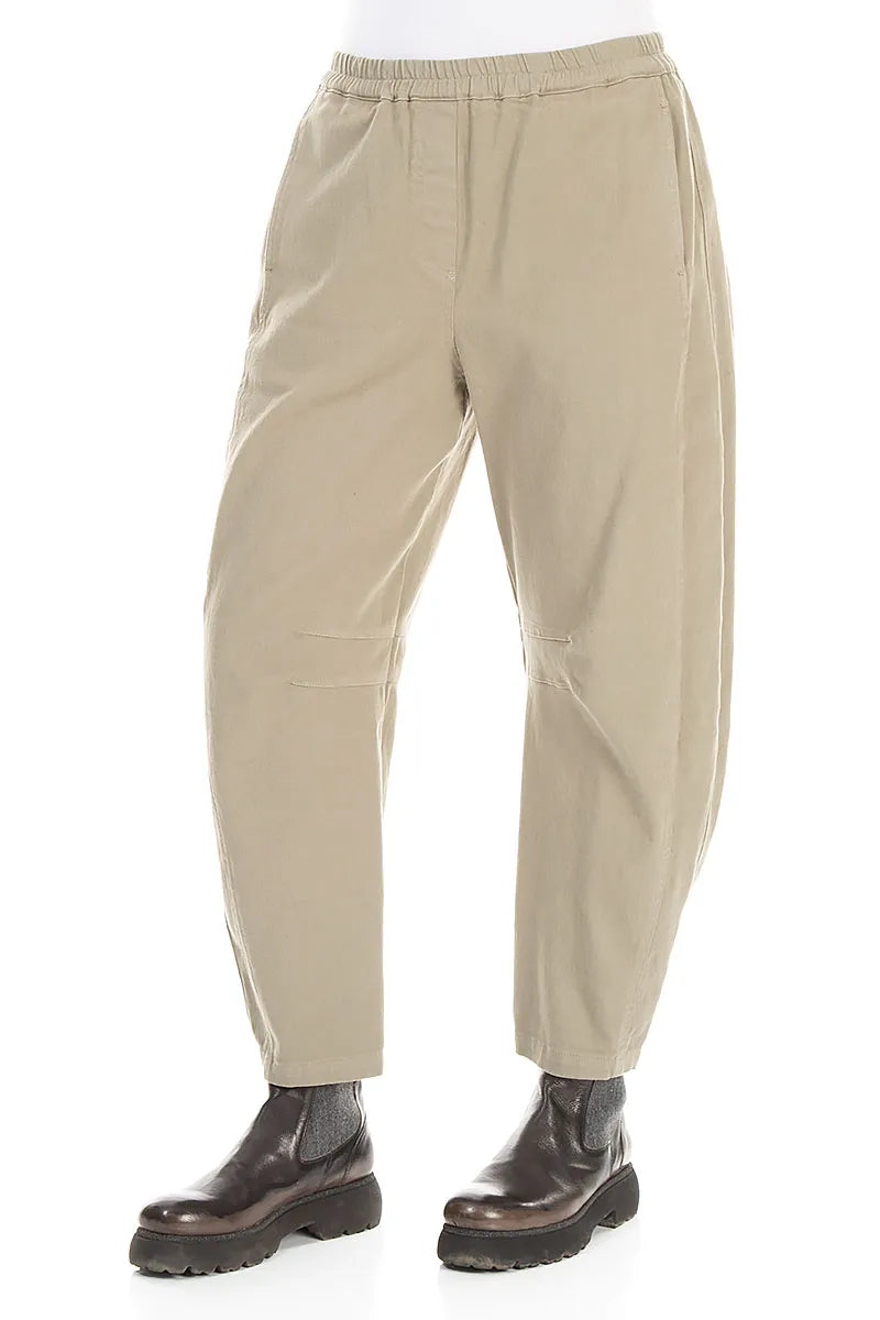 Relaxed Barrel Olive Grey Cotton Trousers