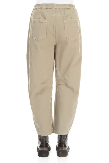 Relaxed Barrel Olive Grey Cotton Trousers