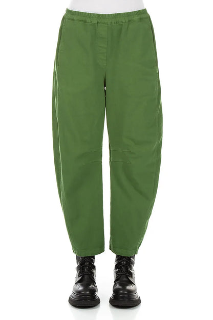 Relaxed Barrel Shamrock Green Denim Cotton Trousers