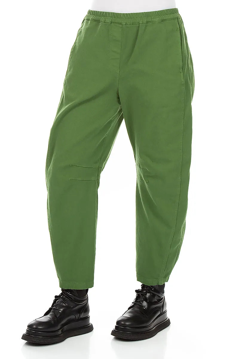 Relaxed Barrel Shamrock Green Denim Cotton Trousers 3
