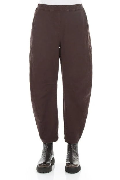 Relaxed Barrel Truffle Brown Denim Cotton Trousers