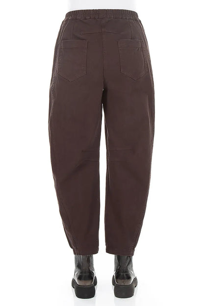 Relaxed Barrel Truffle Brown Denim Cotton Trousers