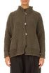 Relaxed Buttoned Moss Brown Alpaca Wool Cardigan 1