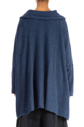 Relaxed Collar Blue Wool Sweater 2