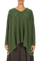 Relaxed Collar Dark Sage Wool Sweater 2