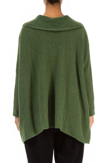 Relaxed Collar Dark Sage Wool Sweater