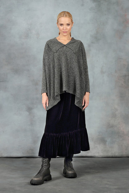 Relaxed Collar Grey Wool Sweater