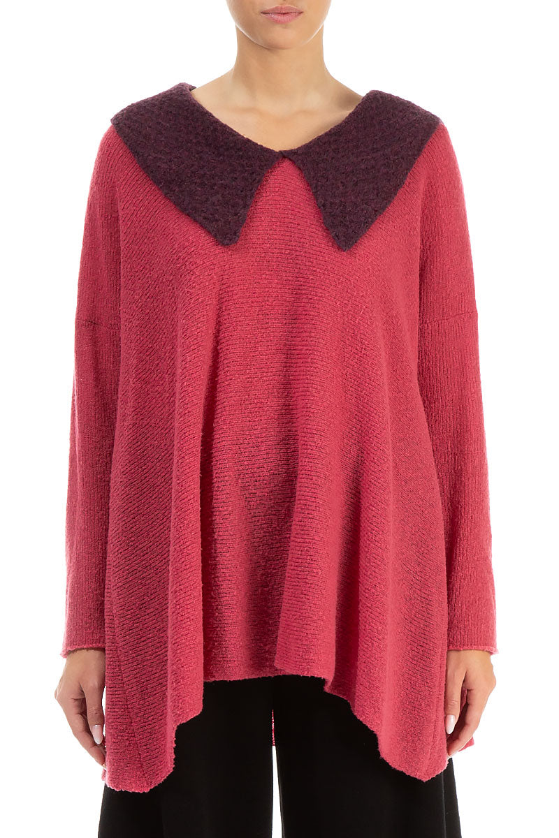 Relaxed Collar Pink Punch Wool Sweater