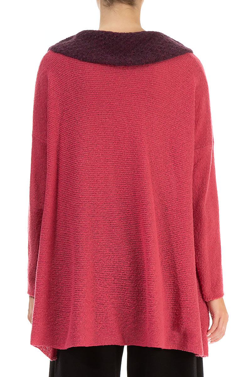 Relaxed Collar Pink Punch Wool Sweater