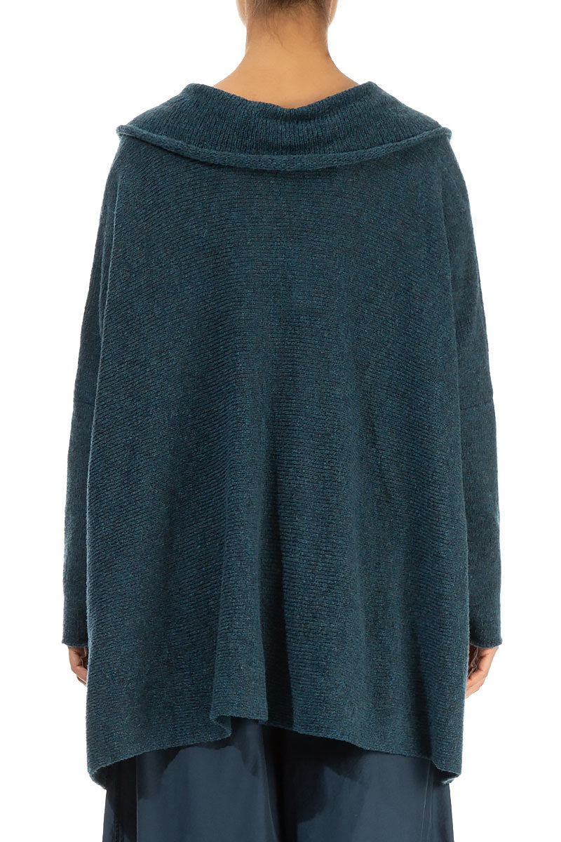 Relaxed Collar Teal Wool Sweater