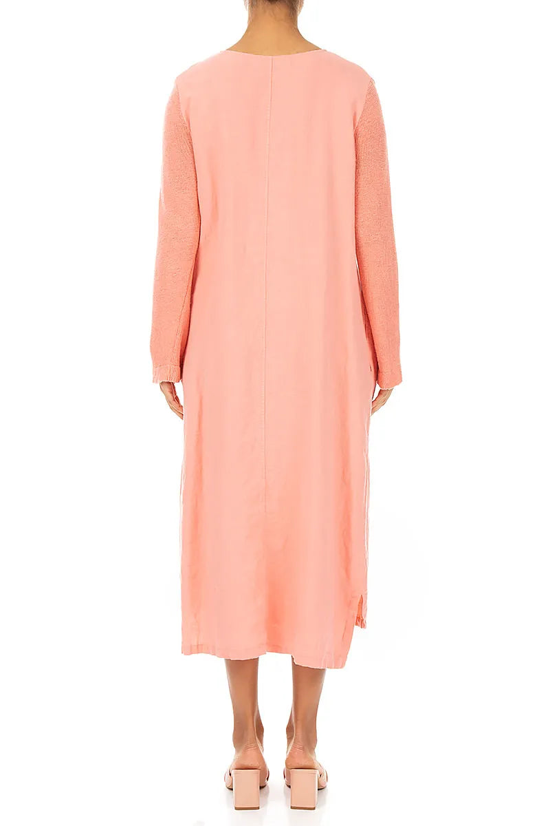 Relaxed Coral Linen Dress