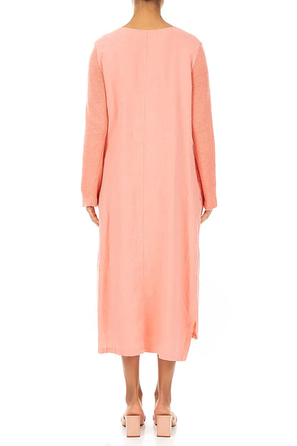 Relaxed Coral Linen Dress
