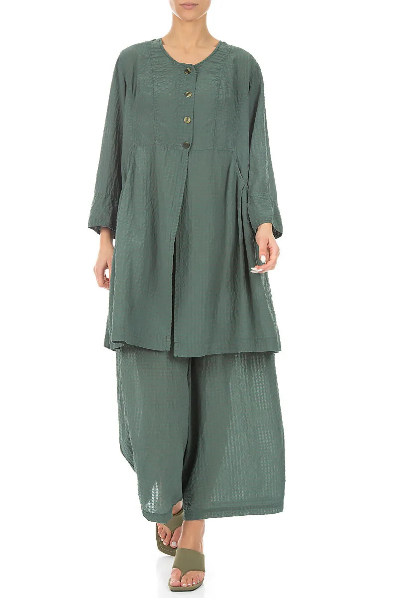 Relaxed Sage Textured Silk Trousers