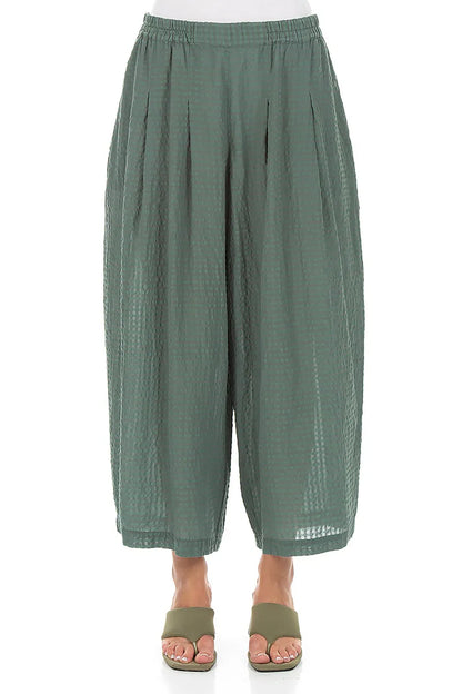 Relaxed Sage Textured Silk Trousers