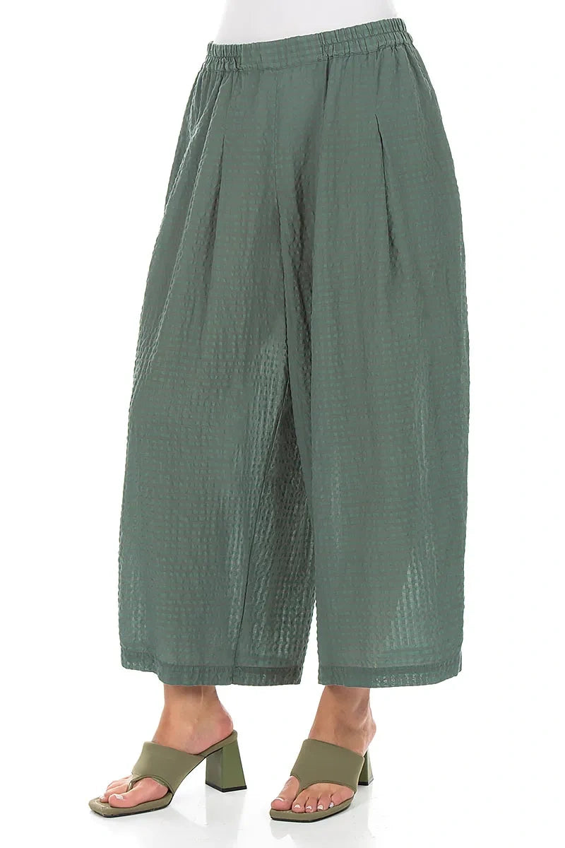 Relaxed Sage Textured Silk Trousers