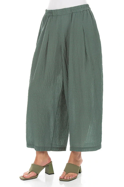Relaxed Sage Textured Silk Trousers