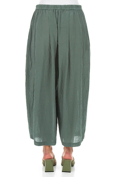 Relaxed Sage Textured Silk Trousers