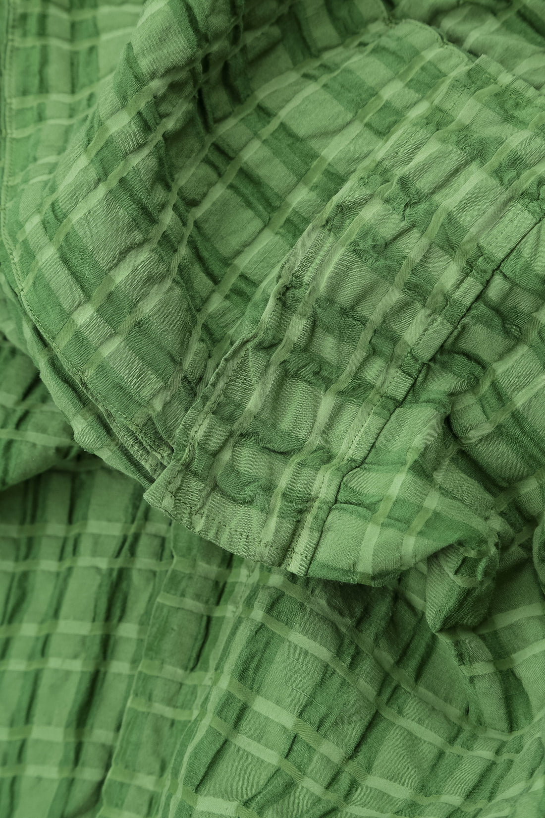 Relaxed Shamrock Green Checkered Linen Cotton Jacket 5