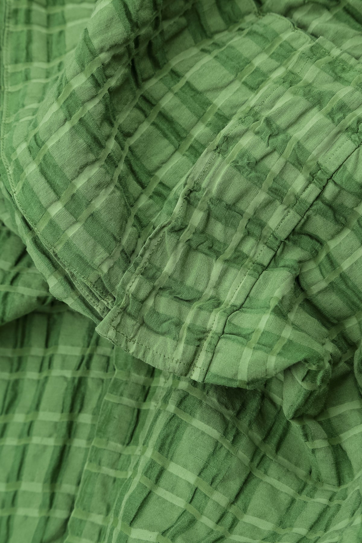 Relaxed Shamrock Green Checkered Linen Cotton Jacket 5