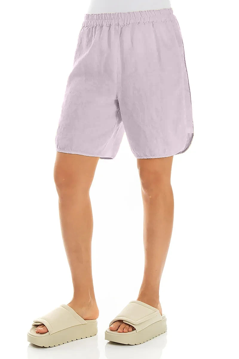 Relaxed Side-Slit Lilac Linen Shorts