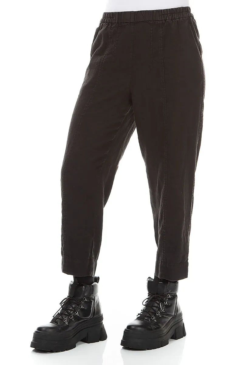 Relaxed Taper Black Linen Trousers 3
