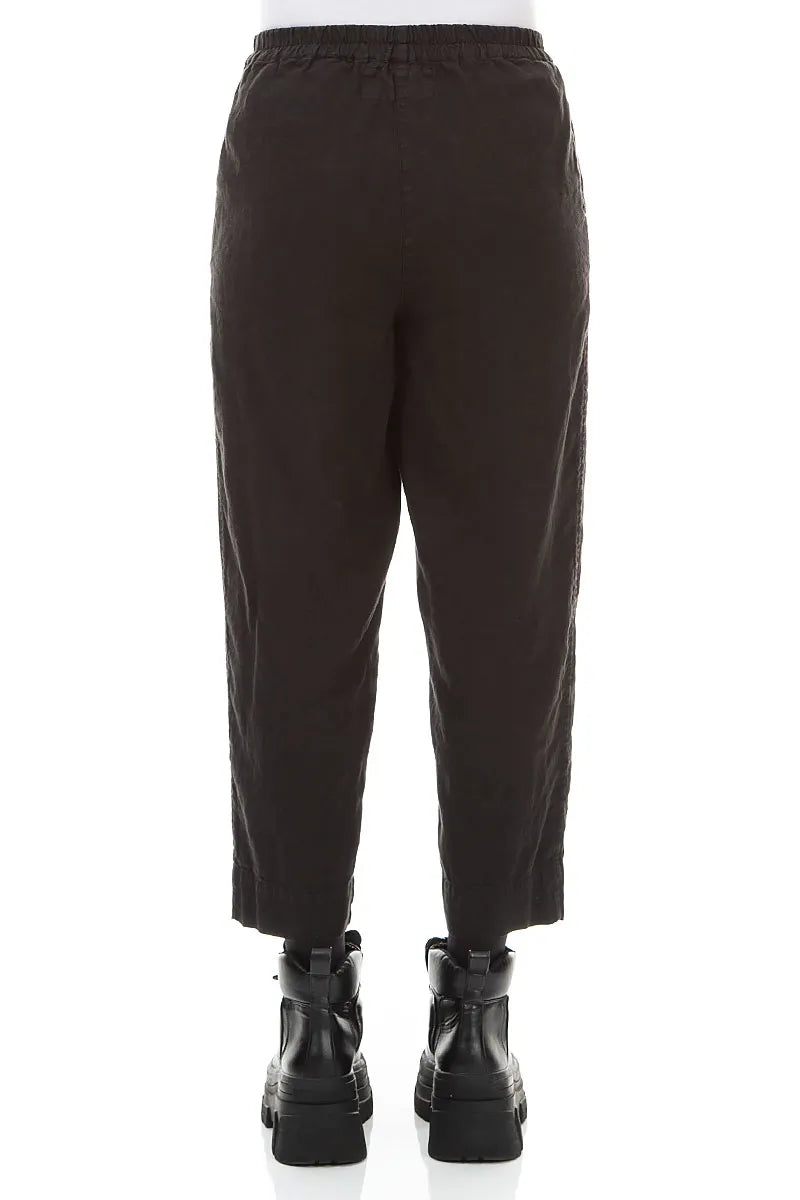 Relaxed Taper Black Linen Trousers