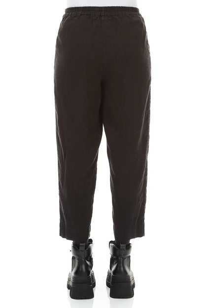 Relaxed Taper Black Linen Trousers
