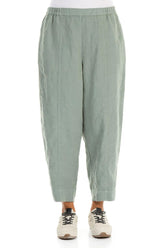 Relaxed Taper Sage Linen Trousers 1