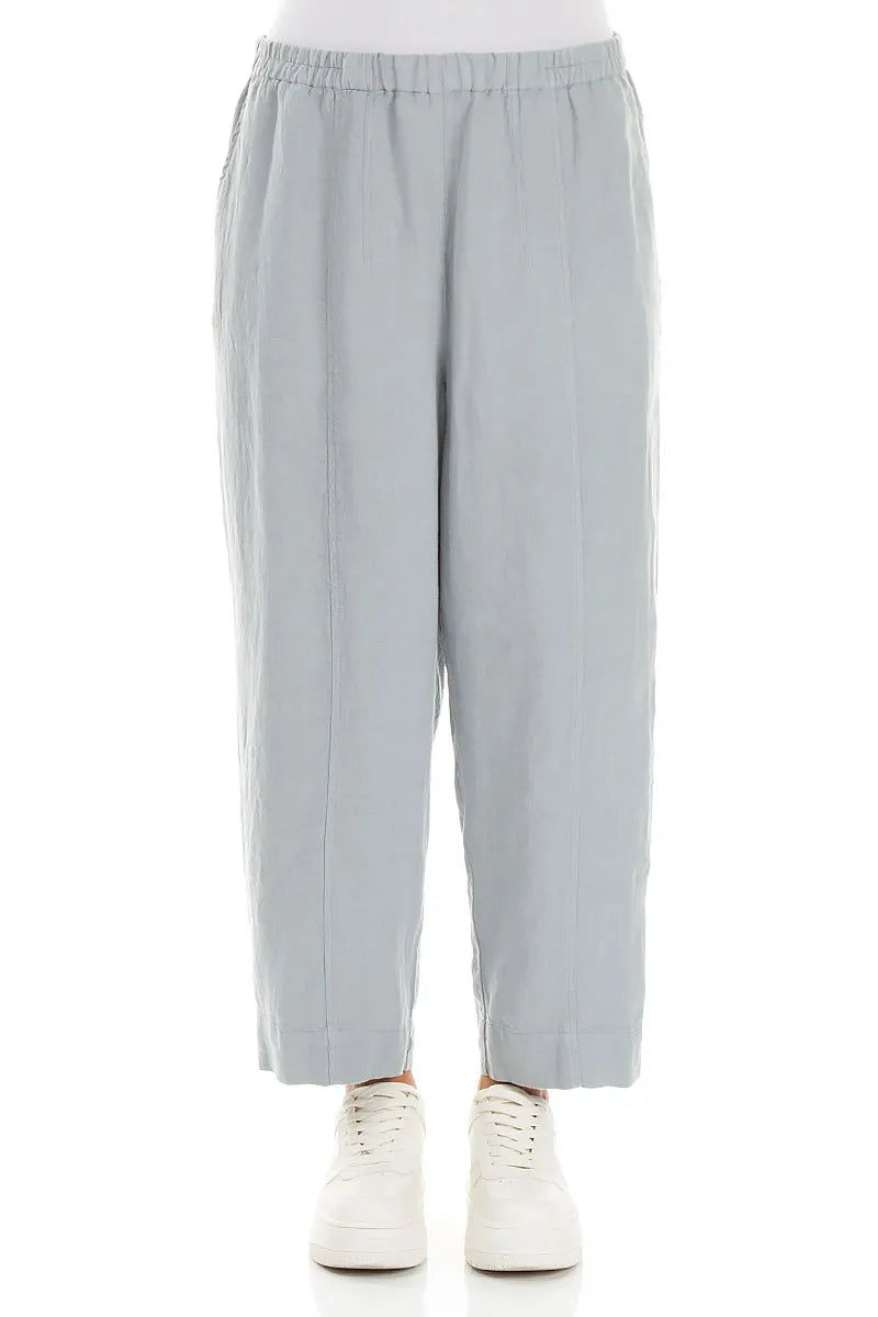 Relaxed Taper Silver Grey Linen Trousers