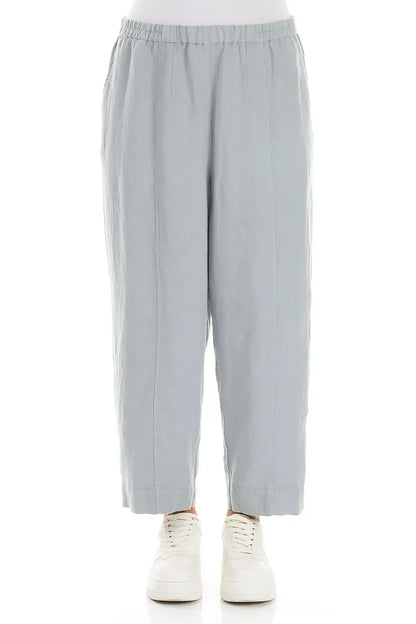 Relaxed Taper Silver Grey Linen Trousers