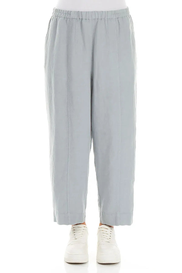 Relaxed Taper Silver Grey Linen Trousers