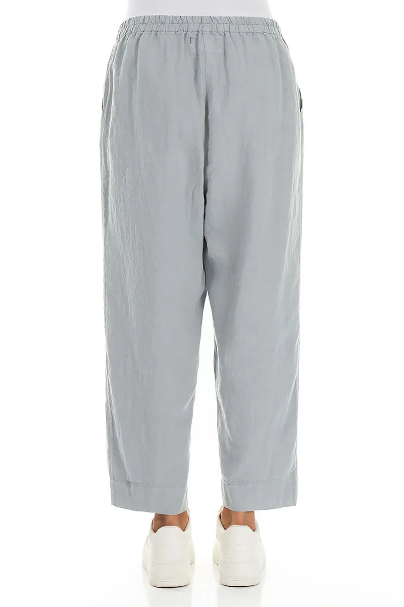 Relaxed Taper Silver Grey Linen Trousers
