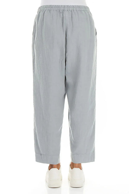Relaxed Taper Silver Grey Linen Trousers