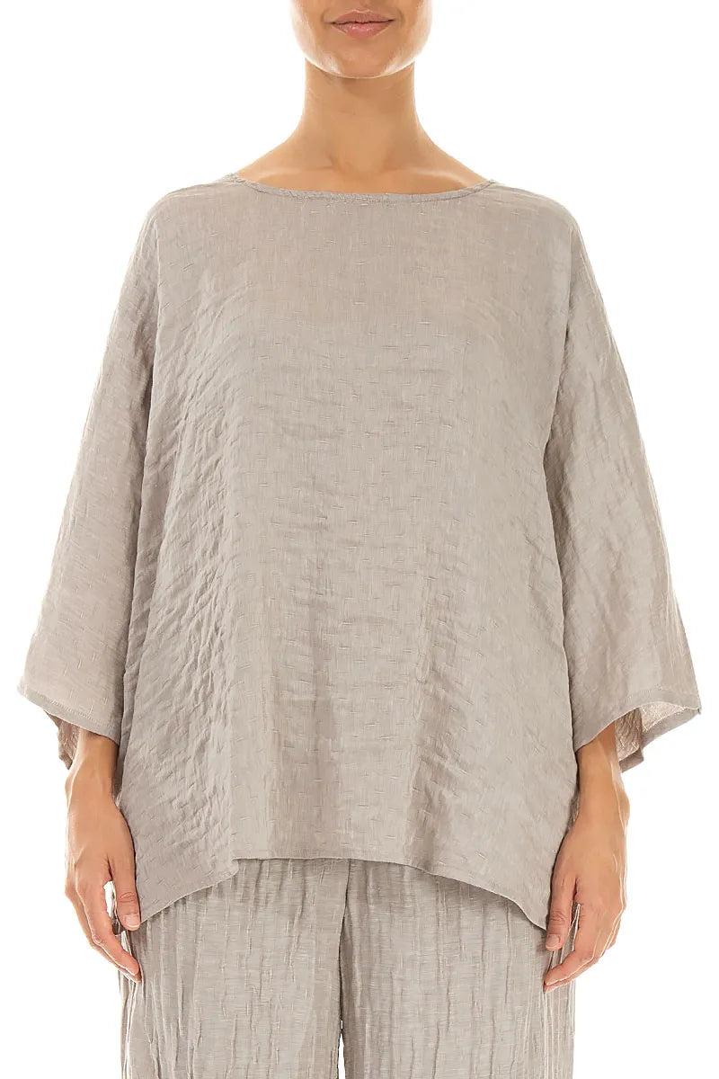 Relaxed Textured Beige Silk Blouse 1