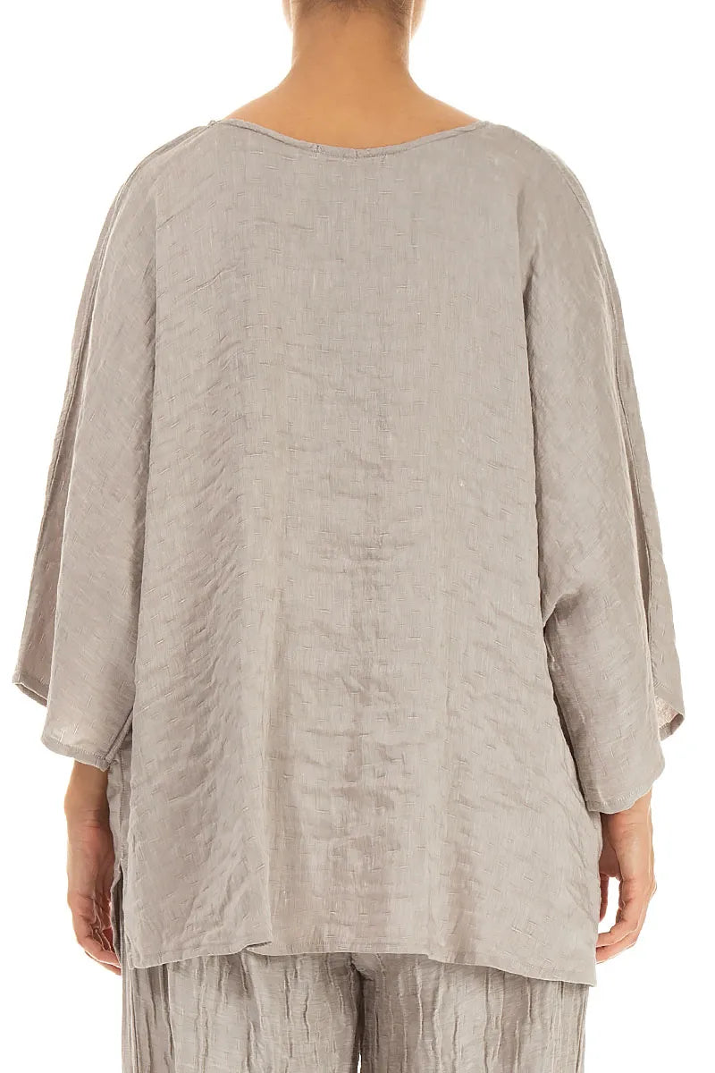 Relaxed Textured Beige Silk Blouse 2