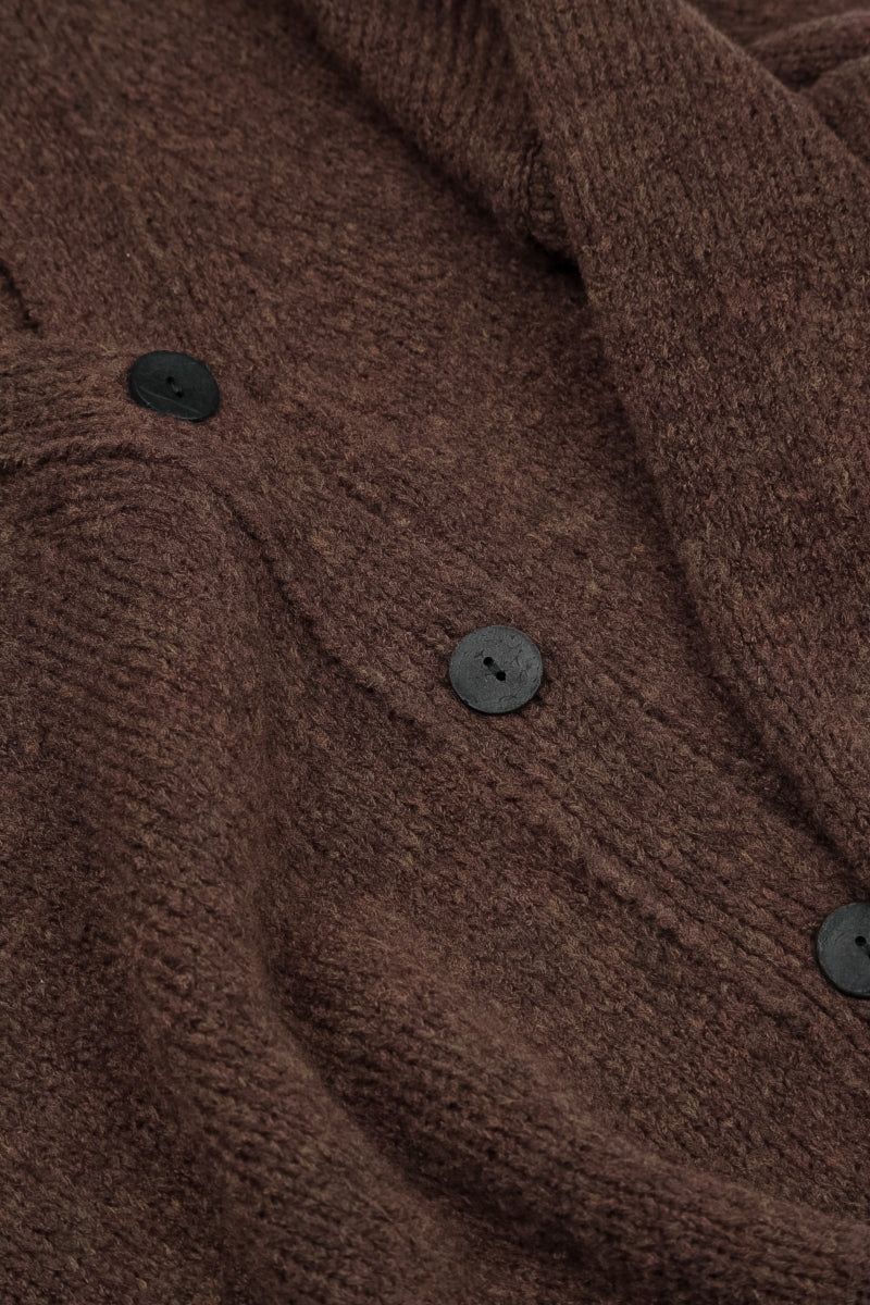 Relaxed V-Neck Brown Wool Cardigan 5