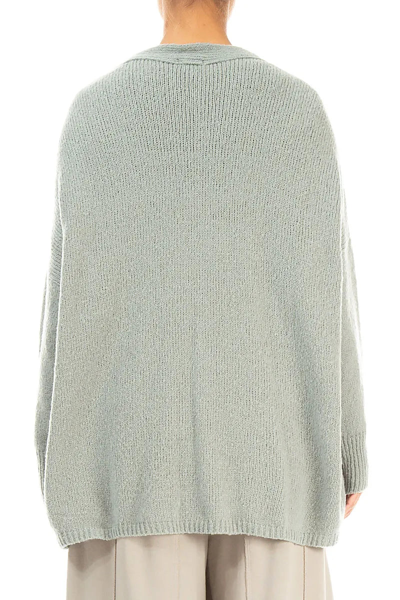 Relaxed V-Neck Pistachio Wool Cardigan 2