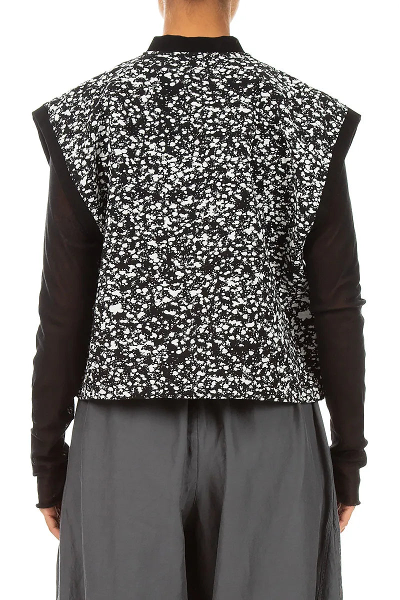 Reversible Speckled Black White Cotton Gilet 2