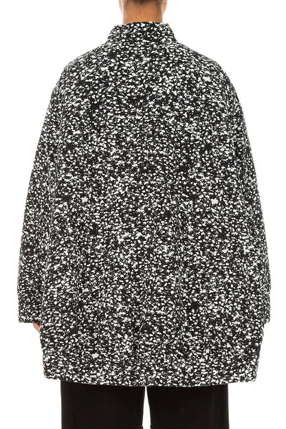 Reversible Speckled Black White Cotton Jacket Coat