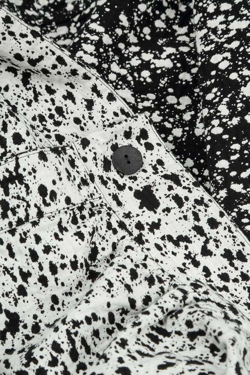 Reversible Speckled Black White Cotton Jacket Coat 7