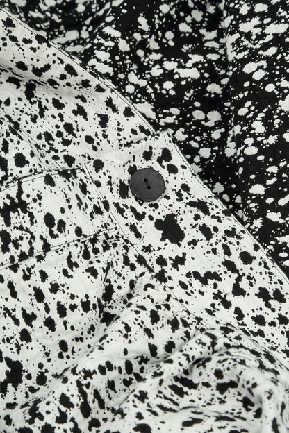 Reversible Speckled Black White Cotton Jacket Coat