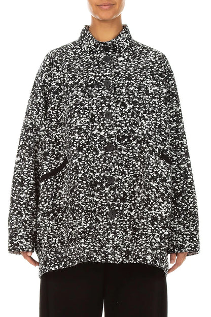 Reversible Speckled Black White Cotton Jacket Coat