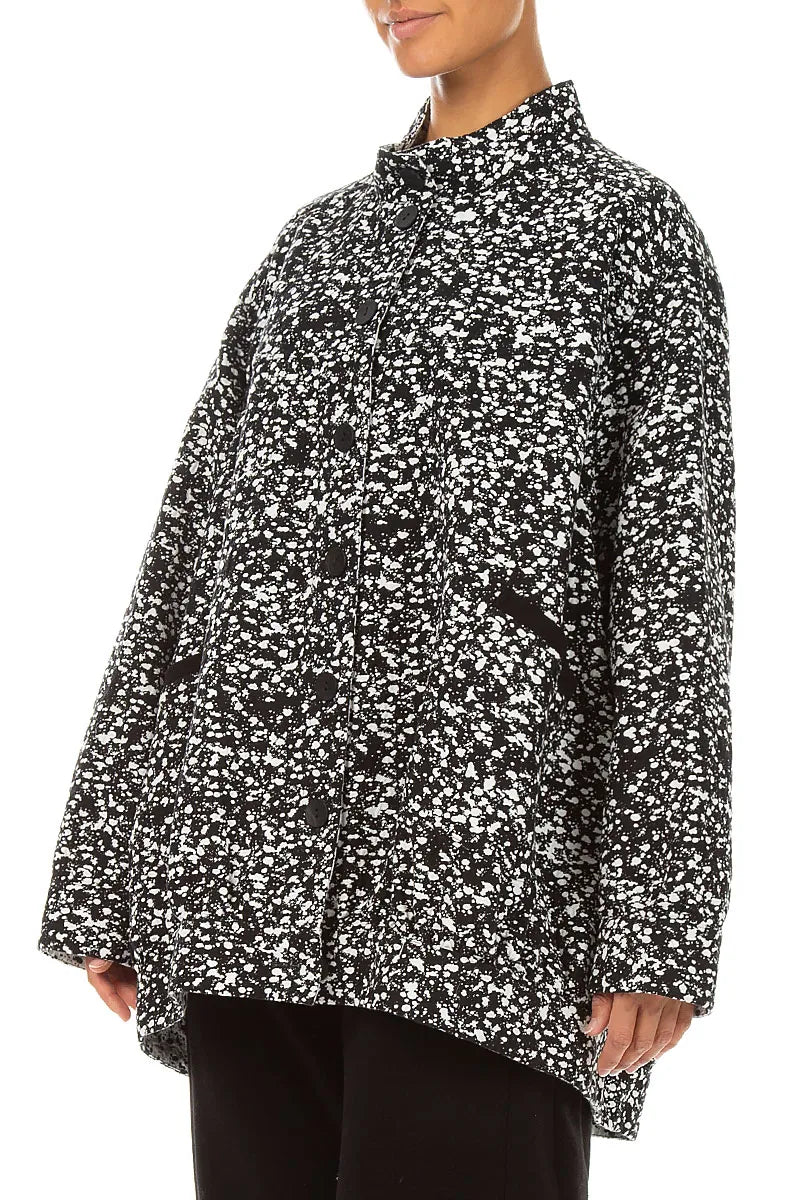 Reversible Speckled Black White Cotton Jacket Coat